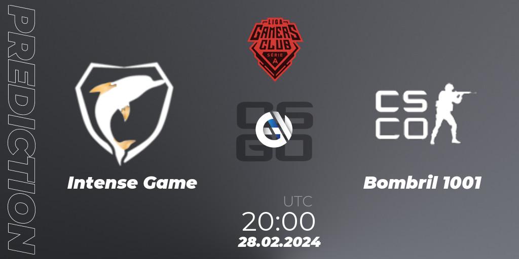 Prognose für das Spiel Intense Game VS Bombril 1001. 28.02.2024 at 20:00. Counter-Strike (CS2) - Gamers Club Liga Série A: February 2024
