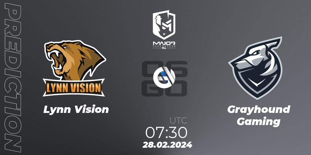 Prognose für das Spiel Lynn Vision VS Grayhound Gaming. 28.02.24. CS2 (CS:GO) - PGL CS2 Major Copenhagen 2024 Asia RMR
