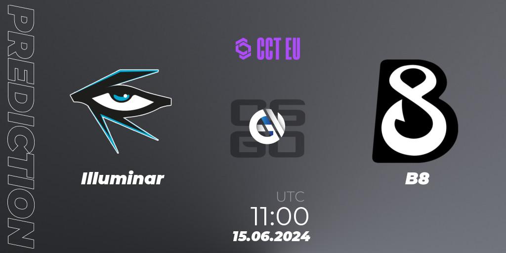 Prognose für das Spiel Illuminar VS B8. 15.06.2024 at 11:00. Counter-Strike (CS2) - CCT Season 2 Europe Series 5