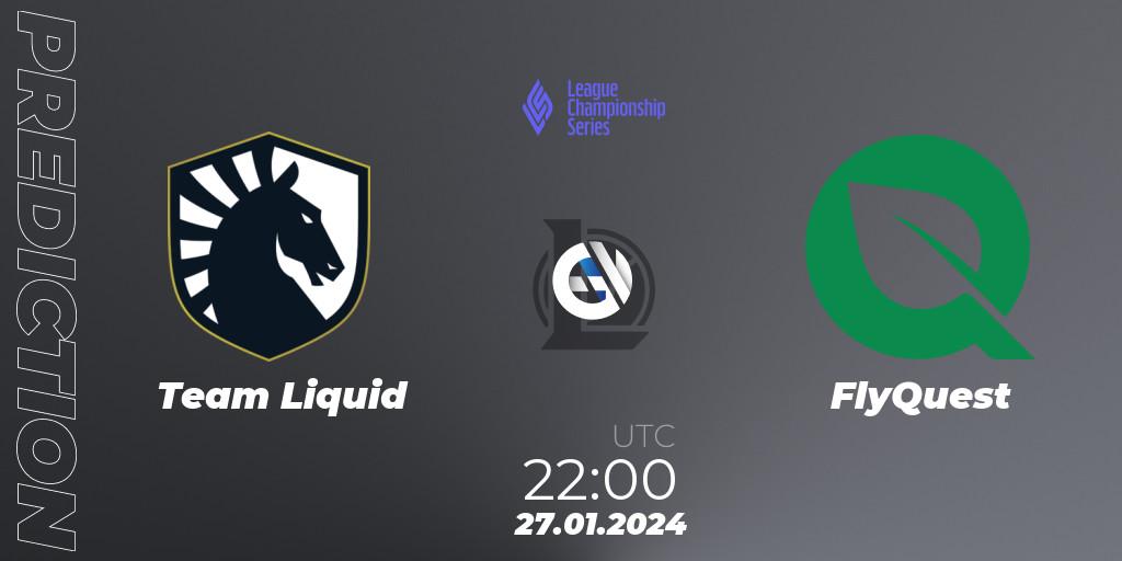 Prognose für das Spiel Team Liquid VS FlyQuest. 27.01.24. LoL - LCS Spring 2024 - Group Stage
