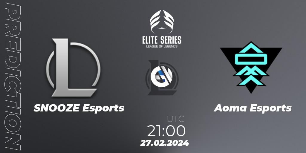 Prognose für das Spiel SNOOZE Esports VS Aoma Esports. 27.02.2024 at 21:00. LoL - Elite Series Spring 2024