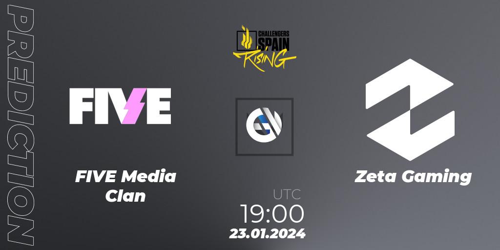 Prognose für das Spiel FIVE Media Clan VS Zeta Gaming. 23.01.2024 at 18:00. VALORANT - VALORANT Challengers 2024 Spain: Rising Split 1