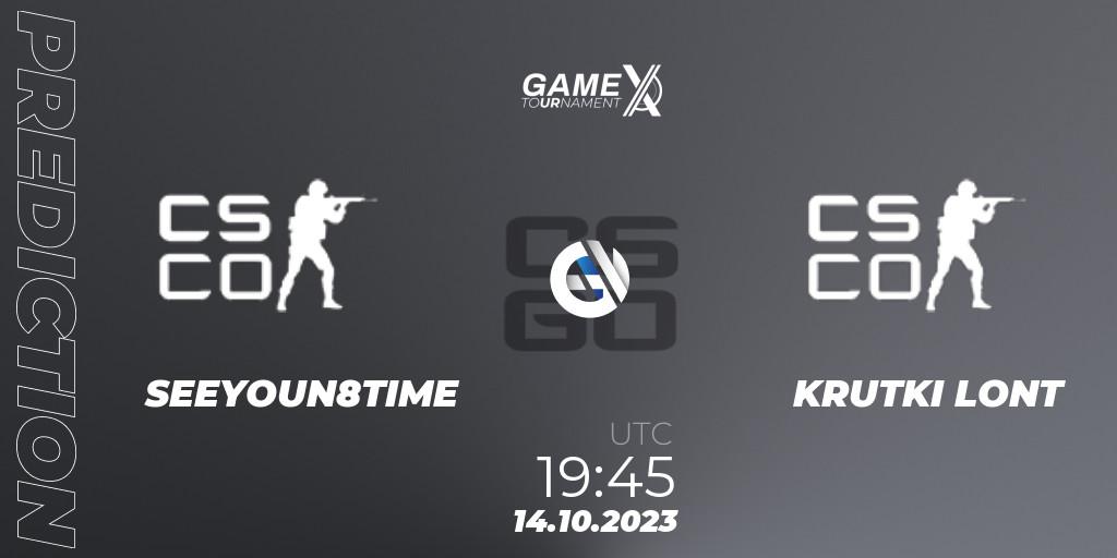 Prognose für das Spiel SEEYOUN8TIME VS KRUTKI LONT. 14.10.2023 at 19:45. Counter-Strike (CS2) - GameX 2023