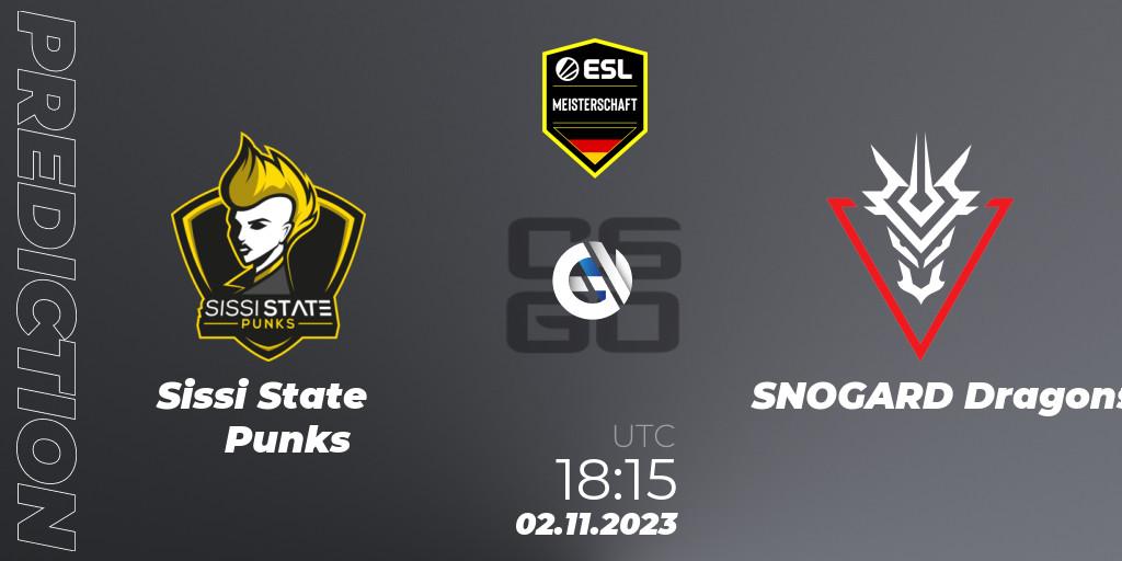 Prognose für das Spiel Sissi State Punks VS SNOGARD Dragons. 02.11.2023 at 18:15. Counter-Strike (CS2) - ESL Meisterschaft: Autumn 2023