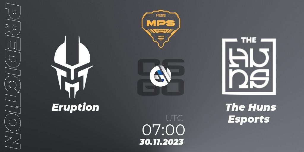 Prognose für das Spiel Eruption VS The Huns Esports. 30.11.2023 at 07:00. Counter-Strike (CS2) - MESA Pro Series: Winter 2023