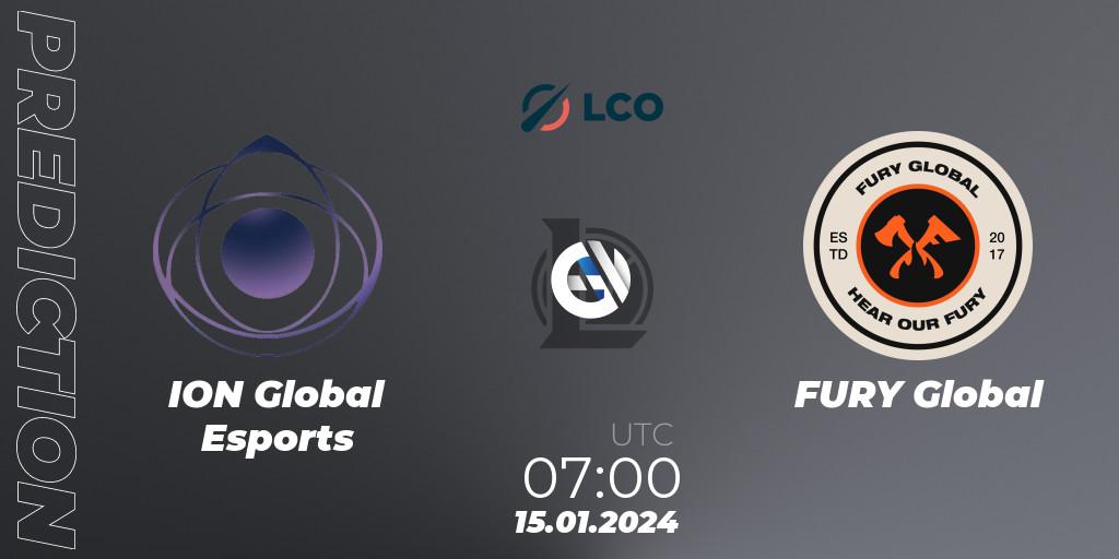 Prognose für das Spiel ION Global Esports VS FURY Global. 15.01.24. LoL - LCO Split 1 2024 - Group Stage