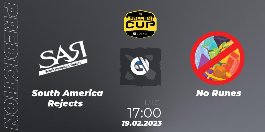 Prognose für das Spiel South America Rejects VS No Runes. 19.02.23. Dota 2 - Fallen Cup Season 2