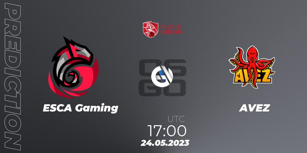 Prognose für das Spiel ESCA Gaming VS AVEZ. 24.05.2023 at 17:00. Counter-Strike (CS2) - Polish Esports League 2023 Split 2
