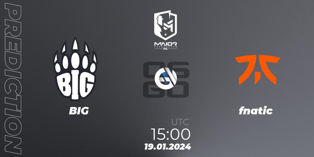 Prognose für das Spiel BIG VS fnatic. 19.01.24. CS2 (CS:GO) - PGL CS2 Major Copenhagen 2024 Europe RMR Closed Qualifier