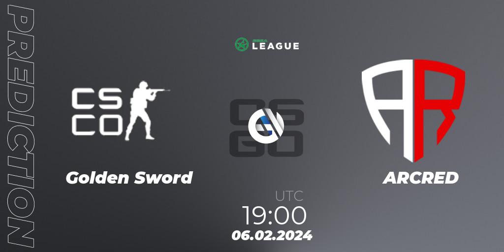 Prognose für das Spiel Golden Sword VS ARCRED. 16.02.2024 at 19:00. Counter-Strike (CS2) - ESEA Season 48: Advanced Division - Europe