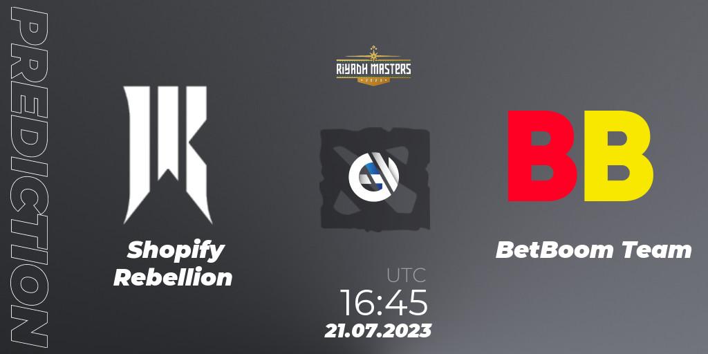 Prognose für das Spiel Shopify Rebellion VS BetBoom Team. 21.07.23. Dota 2 - Riyadh Masters 2023 - Group Stage
