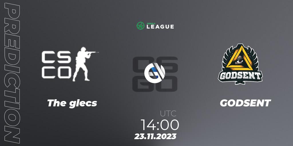 Prognose für das Spiel The glecs VS GODSENT. 23.11.2023 at 15:00. Counter-Strike (CS2) - ESEA Season 47: Advanced Division - Europe