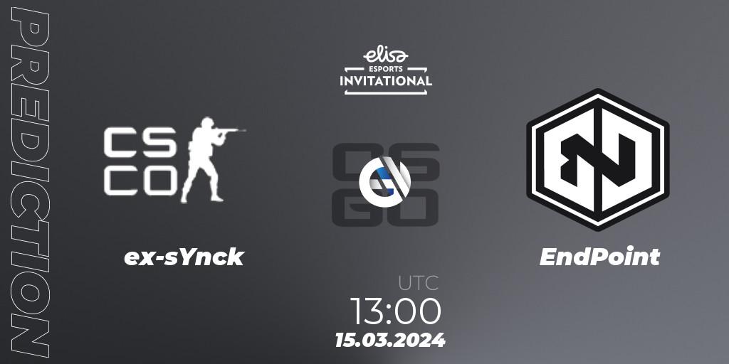 Prognose für das Spiel ex-sYnck VS EndPoint. 15.03.24. CS2 (CS:GO) - Elisa Invitational Spring 2024 Contenders