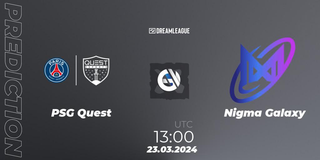 Prognose für das Spiel PSG Quest VS Nigma Galaxy. 23.03.24. Dota 2 - DreamLeague Season 23: MENA Closed Qualifier