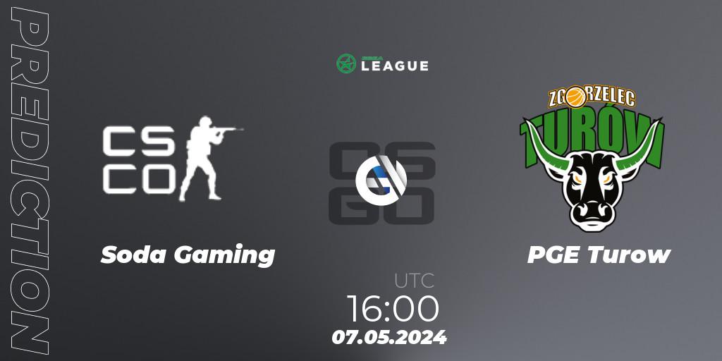 Prognose für das Spiel Soda Gaming VS PGE Turow. 07.05.2024 at 16:00. Counter-Strike (CS2) - ESEA Season 49: Advanced Division - Europe