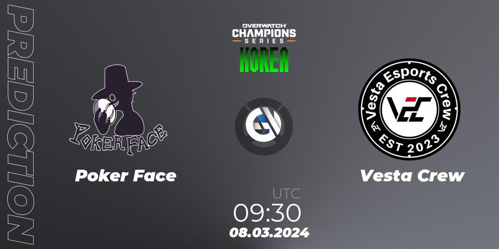 Prognose für das Spiel Poker Face VS Vesta Crew. 08.03.24. Overwatch - Overwatch Champions Series 2024 - Stage 1 Korea