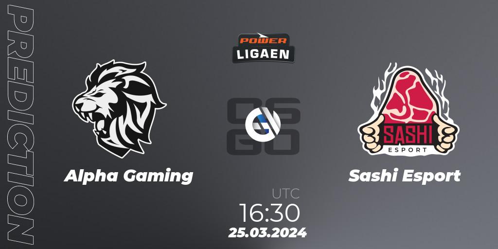Prognose für das Spiel Alpha Gaming VS Sashi Esport. 25.03.24. CS2 (CS:GO) - Dust2.dk Ligaen Season 25