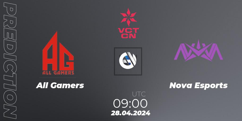 Prognose für das Spiel All Gamers VS Nova Esports. 28.04.2024 at 09:10. VALORANT - VALORANT Champions Tour China 2024: Stage 1 - Group Stage