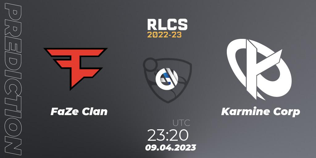 Prognose für das Spiel FaZe Clan VS Karmine Corp. 09.04.2023 at 23:20. Rocket League - RLCS 2022-23 - Winter Split Major