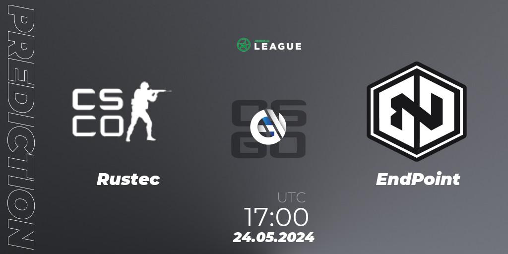 Prognose für das Spiel Rustec VS EndPoint. 24.05.2024 at 17:00. Counter-Strike (CS2) - ESEA Season 49: Advanced Division - Europe
