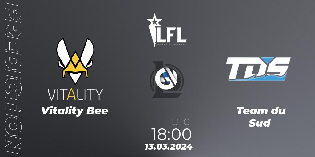 Prognose für das Spiel Vitality Bee VS Team du Sud. 13.03.24. LoL - LFL Spring 2024