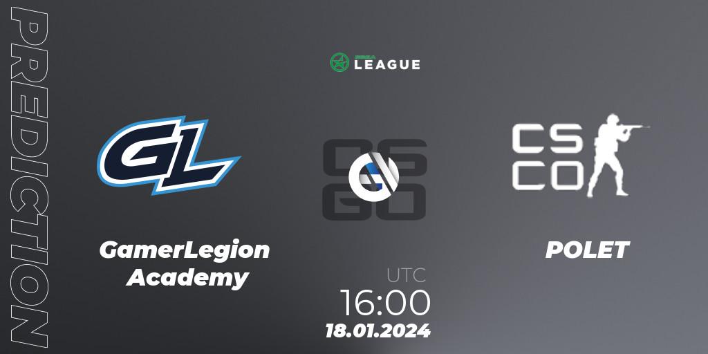 Prognose für das Spiel GamerLegion Academy VS POLET. 18.01.24. CS2 (CS:GO) - ESEA Season 48: Advanced Division - Europe