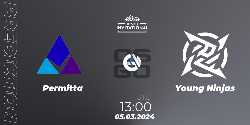 Prognose für das Spiel Permitta VS Young Ninjas. 05.03.24. CS2 (CS:GO) - Elisa Invitational Spring 2024 Contenders