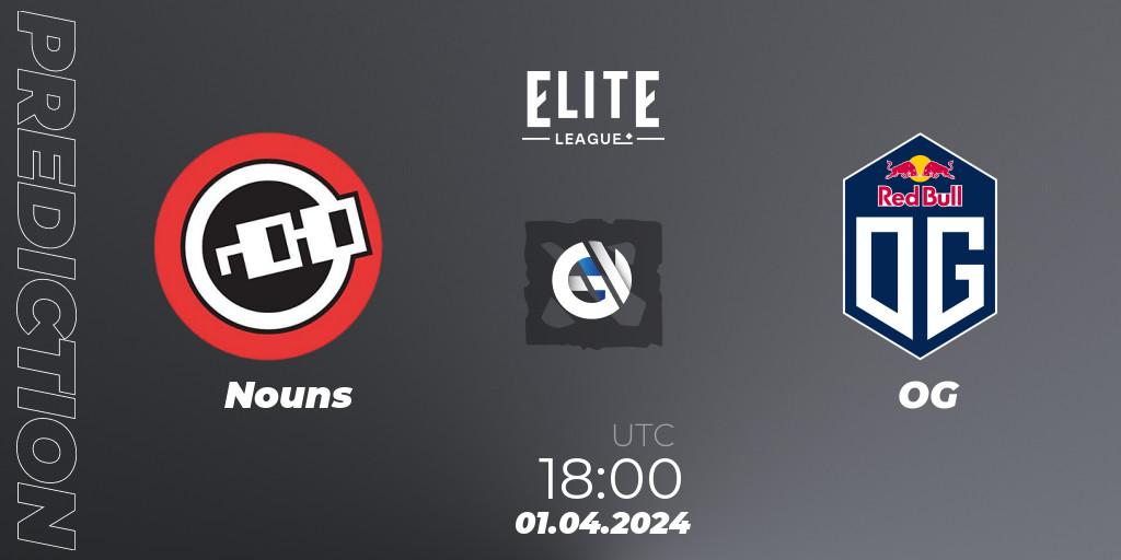 Prognose für das Spiel Nouns VS OG. 01.04.24. Dota 2 - Elite League: Swiss Stage