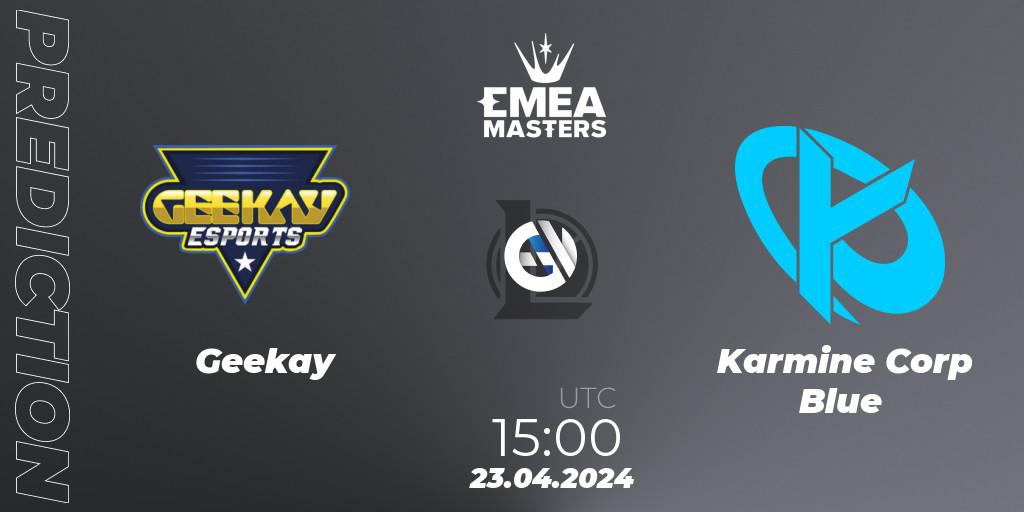 Prognose für das Spiel Geekay VS Karmine Corp Blue. 23.04.24. LoL - EMEA Masters Spring 2024 - Playoffs