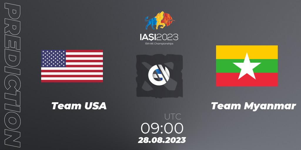 Prognose für das Spiel Team USA VS Team Myanmar. 28.08.23. Dota 2 - IESF World Championship 2023