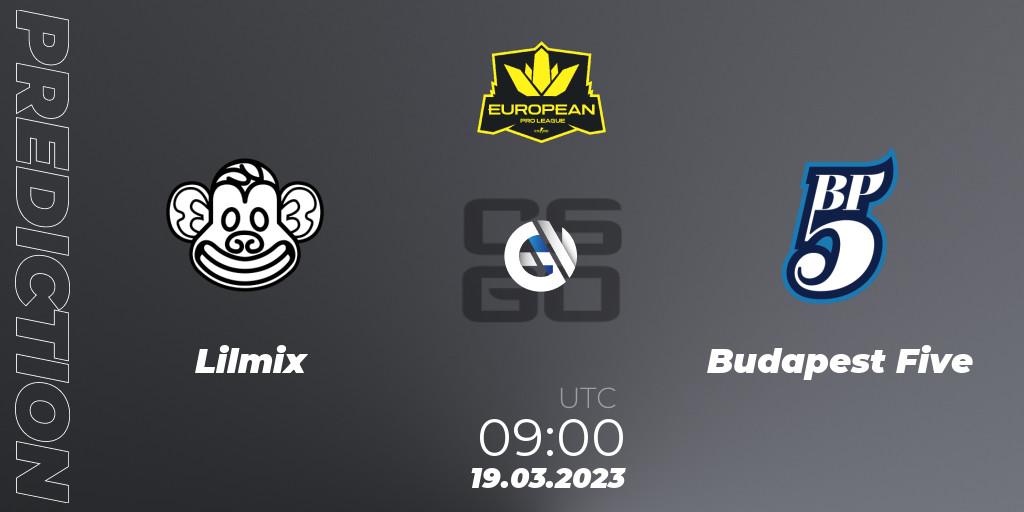 Prognose für das Spiel Lilmix VS Budapest Five. 19.03.23. CS2 (CS:GO) - European Pro League Season 7: Division 2