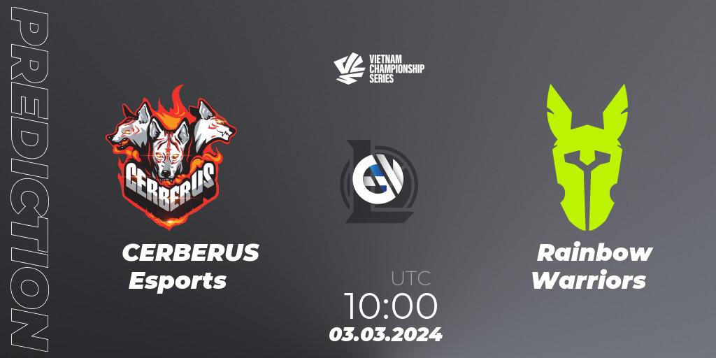 Prognose für das Spiel CERBERUS Esports VS Rainbow Warriors. 03.03.24. LoL - VCS Dawn 2024 - Group Stage