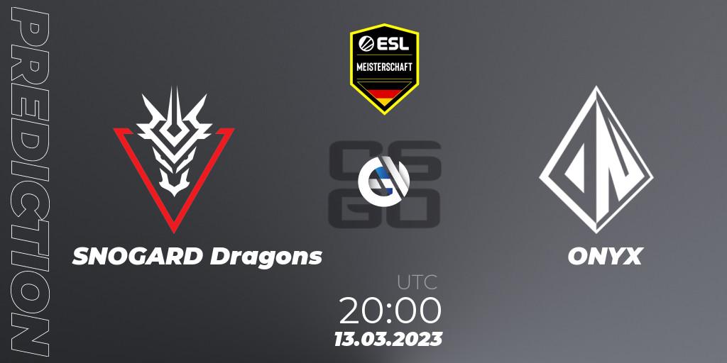 Prognose für das Spiel SNOGARD Dragons VS ONYX. 13.03.23. CS2 (CS:GO) - ESL Meisterschaft: Spring 2023