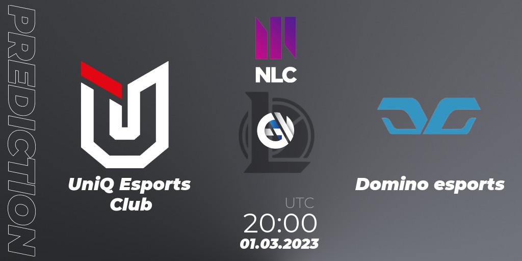 Prognose für das Spiel UniQ Esports Club VS Domino esports. 01.03.23. LoL - NLC 1st Division Spring 2023