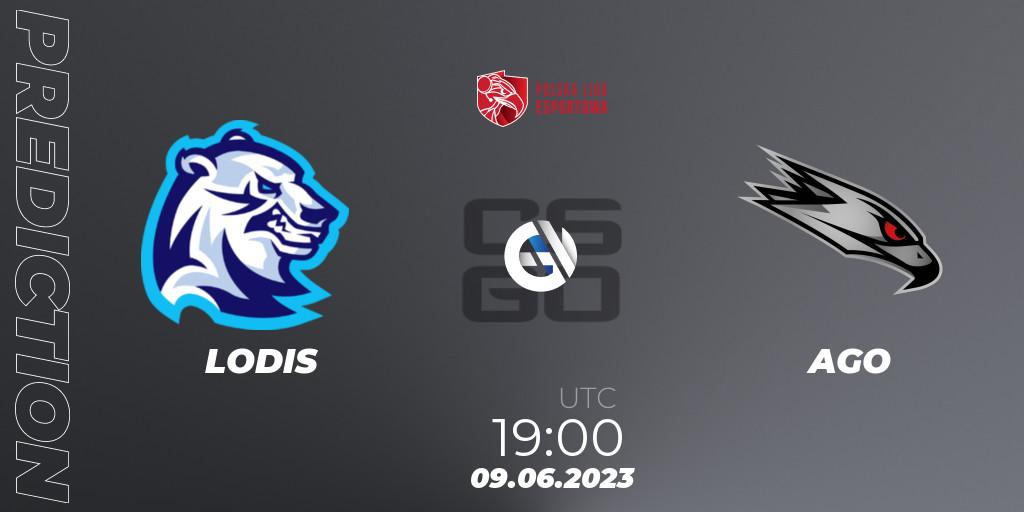 Prognose für das Spiel LODIS VS AGO. 09.06.23. CS2 (CS:GO) - Polish Esports League 2023 Split 2