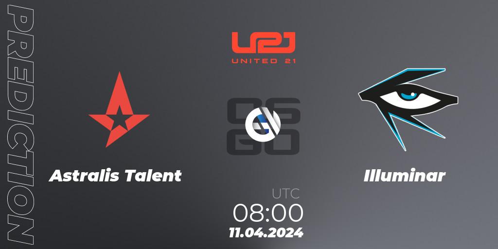 Prognose für das Spiel Astralis Talent VS Illuminar. 11.04.24. CS2 (CS:GO) - United21 Season 14
