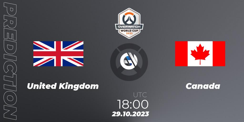 Prognose für das Spiel United Kingdom VS Canada. 29.10.23. Overwatch - Overwatch World Cup 2023