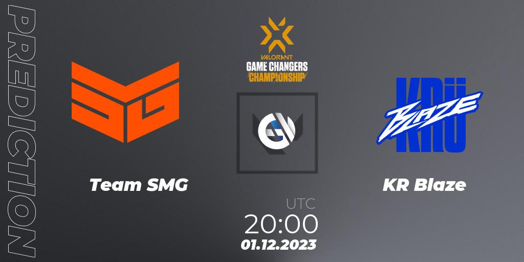 Prognose für das Spiel Team SMG VS KRÜ Blaze. 01.12.2023 at 17:15. VALORANT - VCT 2023: Game Changers Championship