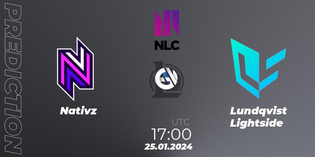 Prognose für das Spiel Nativz VS Lundqvist Lightside. 25.01.2024 at 18:00. LoL - NLC 1st Division Spring 2024