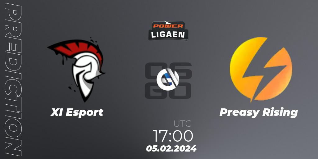 Prognose für das Spiel XI Esport VS Preasy Rising. 05.02.2024 at 17:00. Counter-Strike (CS2) - Dust2.dk Ligaen Season 25