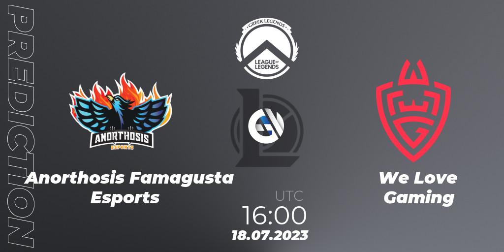 Prognose für das Spiel Anorthosis Famagusta Esports VS We Love Gaming. 18.07.23. LoL - Greek Legends League Summer 2023