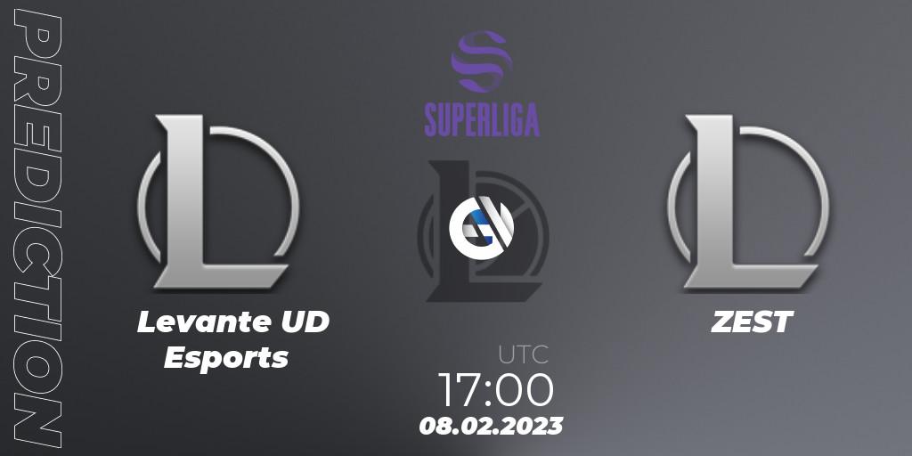 Prognose für das Spiel Levante UD Esports VS ZEST. 08.02.2023 at 17:00. LoL - LVP Superliga 2nd Division Spring 2023 - Group Stage