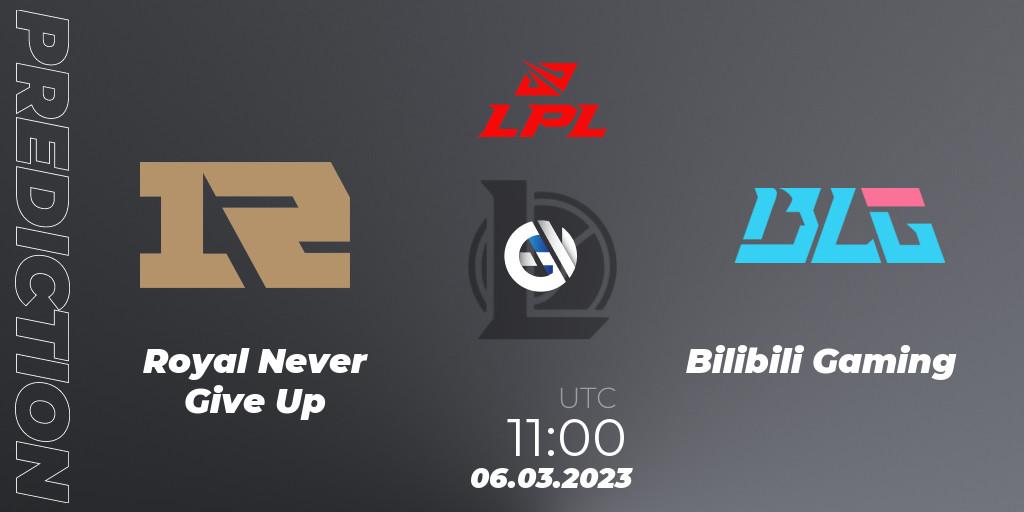 Prognose für das Spiel Royal Never Give Up VS Bilibili Gaming. 06.03.23. LoL - LPL Spring 2023 - Group Stage