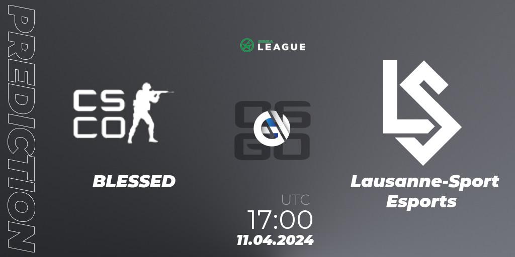 Prognose für das Spiel BLESSED VS Lausanne-Sport Esports. 11.04.2024 at 17:00. Counter-Strike (CS2) - ESEA Season 49: Advanced Division - Europe