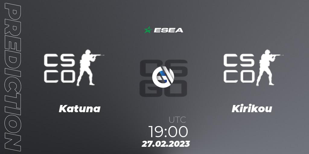 Prognose für das Spiel Katuna VS Kirikou. 02.03.23. CS2 (CS:GO) - ESEA Season 44: Advanced Division - Europe