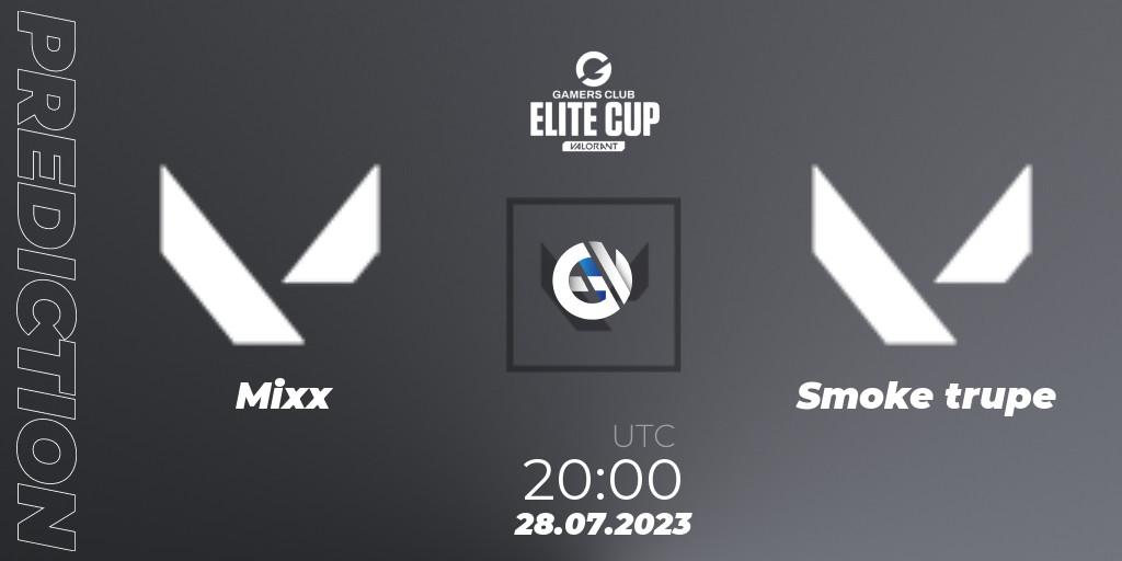 Prognose für das Spiel Mixx VS Smoke trupe. 28.07.2023 at 20:00. VALORANT - Gamers Club Elite Cup 2023