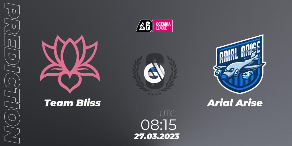 Prognose für das Spiel Team Bliss VS Arial Arise. 27.03.23. Rainbow Six - Oceania League 2023 - Stage 1
