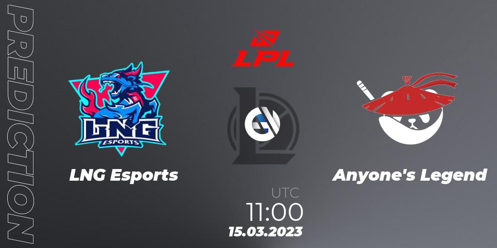 Prognose für das Spiel LNG Esports VS Anyone's Legend. 15.03.23. LoL - LPL Spring 2023 - Group Stage