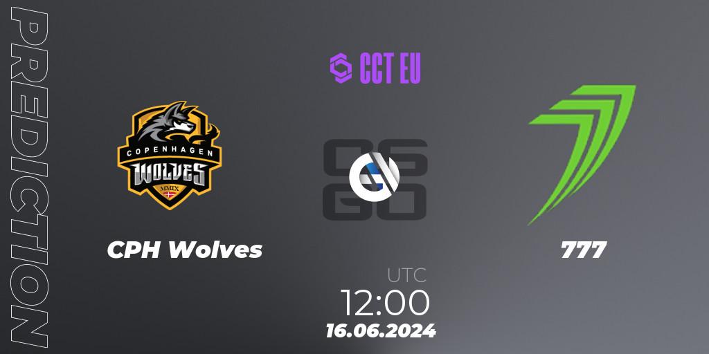 Prognose für das Spiel CPH Wolves VS 777. 16.06.2024 at 12:00. Counter-Strike (CS2) - CCT Season 2 European Series #6 Play-In