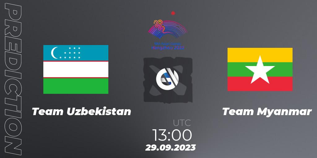 Prognose für das Spiel Team Uzbekistan VS Team Myanmar. 29.09.23. Dota 2 - 2022 Asian Games